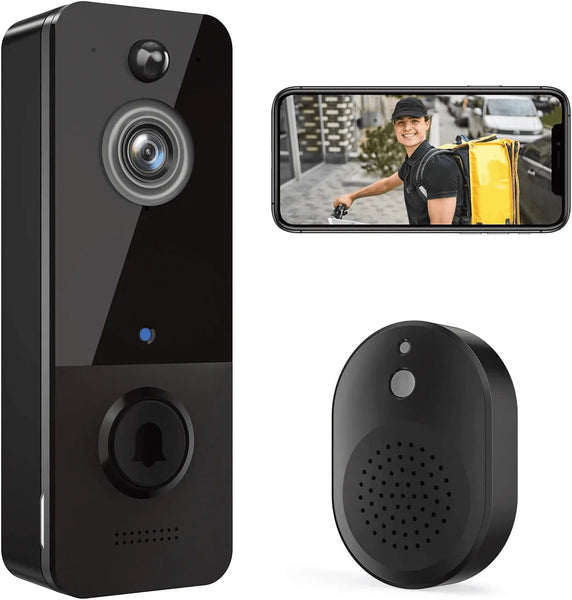 Wireless Doorbell Camera with Chime, Smart Video Doorbell Security Camera with ,Black