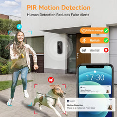 Wireless Doorbell Camera with Chime, Smart Video Doorbell Security Camera with ,Black