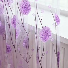 1Pcs Delicate Flower Window Tulle Curtain Sheer Drape Divider Window Voile Curtains Living Room Sheer Tulle Home Bedroom Decor