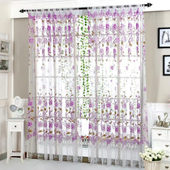 1Pcs Delicate Flower Window Tulle Curtain Sheer Drape Divider Window Voile Curtains Living Room Sheer Tulle Home Bedroom Decor