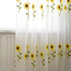 1Pcs Delicate Flower Window Tulle Curtain Sheer Drape Divider Window Voile Curtains Living Room Sheer Tulle Home Bedroom Decor