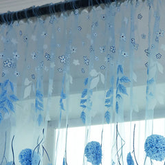 1Pcs Delicate Flower Window Tulle Curtain Sheer Drape Divider Window Voile Curtains Living Room Sheer Tulle Home Bedroom Decor