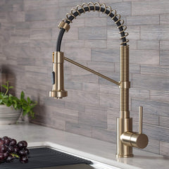 Bolden Commercial Style 2-Function Single Handle Pull down Kitchen Faucet in Brushed Gold, KPF-1610BG