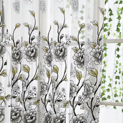 1Pcs Delicate Flower Window Tulle Curtain Sheer Drape Divider Window Voile Curtains Living Room Sheer Tulle Home Bedroom Decor