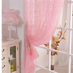 1Pcs Delicate Flower Window Tulle Curtain Sheer Drape Divider Window Voile Curtains Living Room Sheer Tulle Home Bedroom Decor