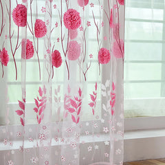 1Pcs Delicate Flower Window Tulle Curtain Sheer Drape Divider Window Voile Curtains Living Room Sheer Tulle Home Bedroom Decor