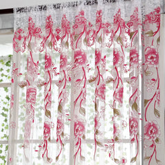 1Pcs Delicate Flower Window Tulle Curtain Sheer Drape Divider Window Voile Curtains Living Room Sheer Tulle Home Bedroom Decor