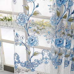 1Pcs Delicate Flower Window Tulle Curtain Sheer Drape Divider Window Voile Curtains Living Room Sheer Tulle Home Bedroom Decor