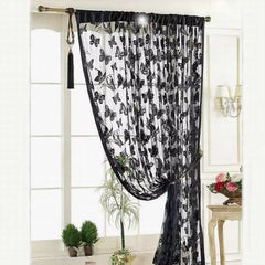 1Pcs Delicate Flower Window Tulle Curtain Sheer Drape Divider Window Voile Curtains Living Room Sheer Tulle Home Bedroom Decor